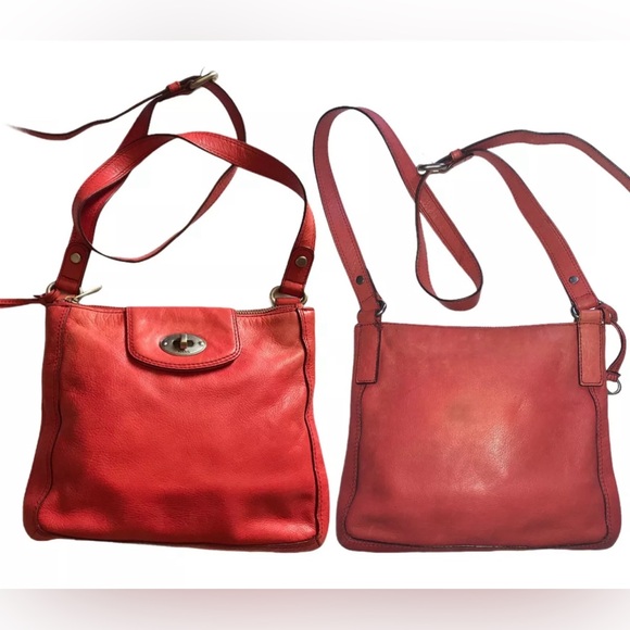 Fossil Marlow Crossbody Bag burnt out red  Leather Turnlock Purse Handbag - Picture 12 of 14